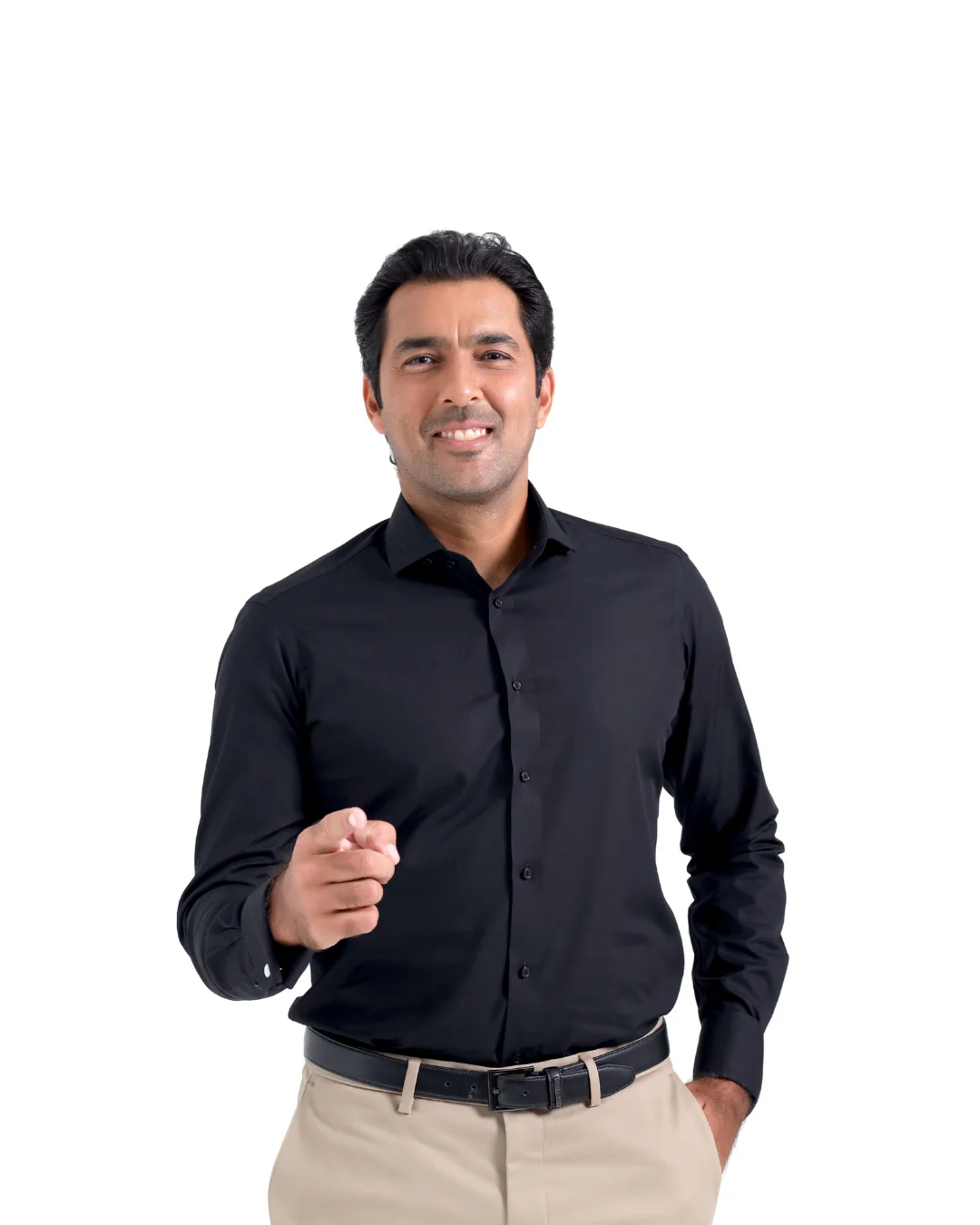 Black French cuff formal shirt