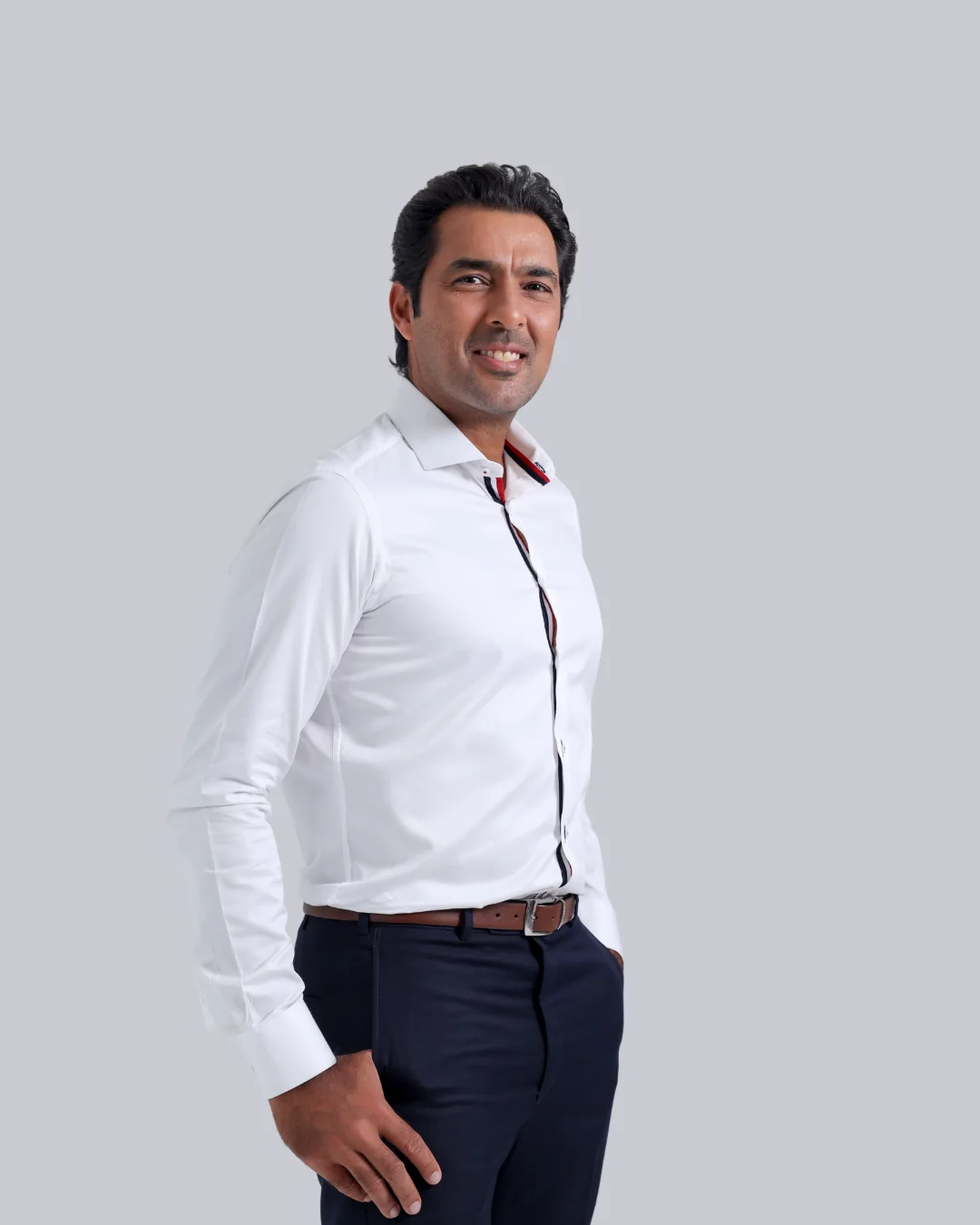 White contrast placket shirt
